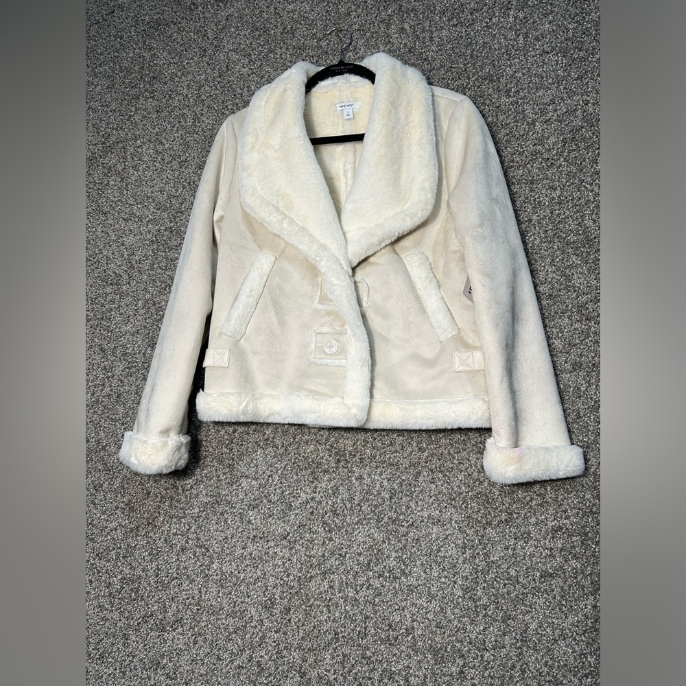 NWT Nine West Faux-suede Aviator Jacket Size Small - Picture 4 of 7